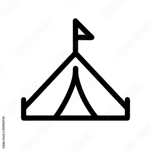 Vector image of a tent on white background, simple camping icon for outdoor and travel themes