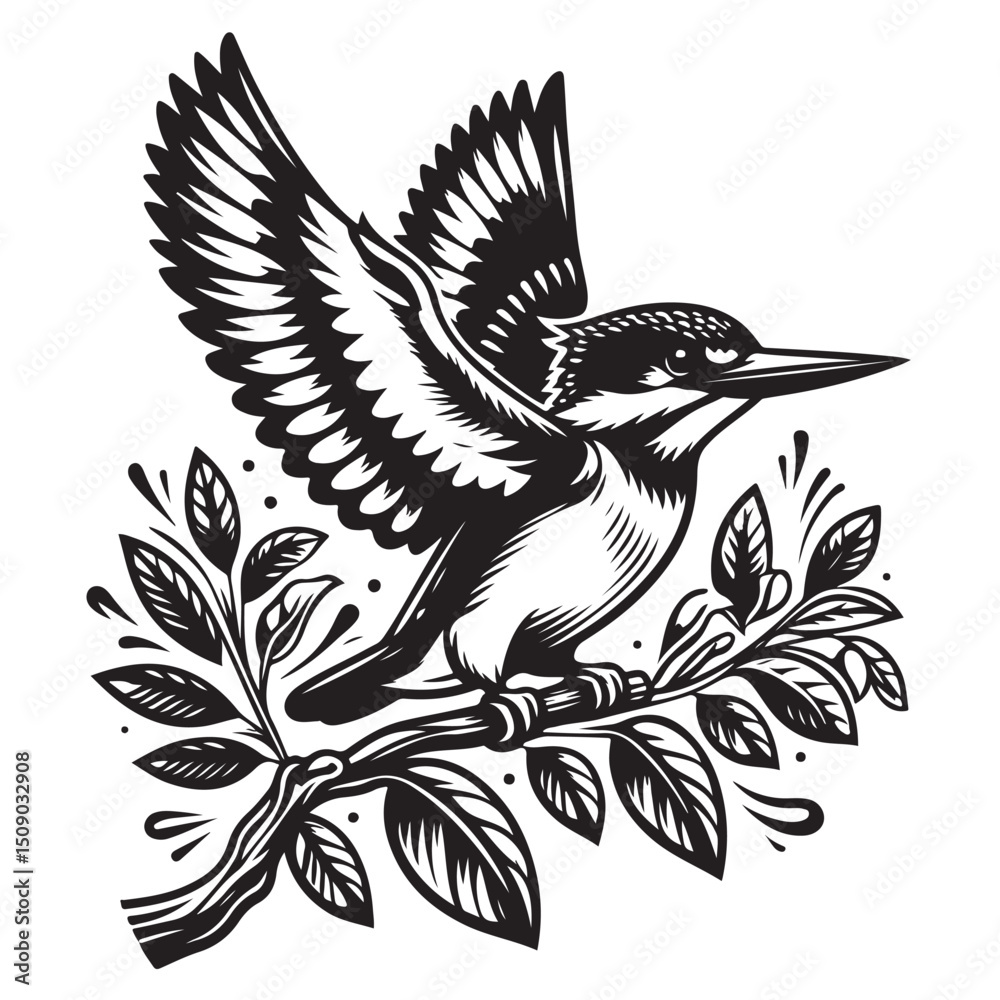 Fototapeta premium bird perched on a branch vector image
