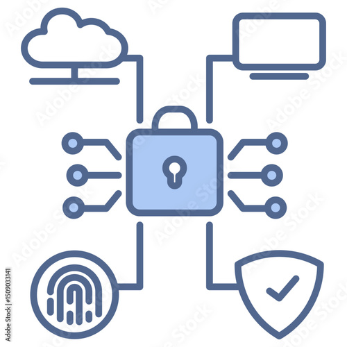 Cyber Security  Blue Icon