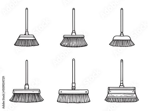 Broom Simple Line Art