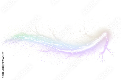 A Colorful Electric Lightning Bolt isolated on Transparent Background