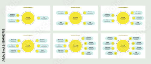Business infographic template. Pie charts, graph with steps, options, parts. Vector diagram.