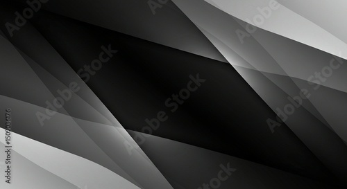 Modern business technology banner with black, white, and silver gradients, smooth geometric layering