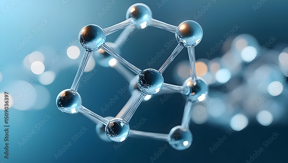 Obraz premium A stunning representation of molecular structure, showcasing a three-dimensional model of interconnected atoms. Ideal for science and education use.