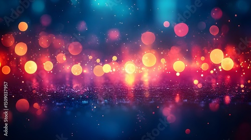 A captivating abstract background featuring a mesmerizing bokeh effect, filled with twinkling lights and soft, glowing orbs. This image radiates warmth and evokes an atmosphere of magic and fantasy.