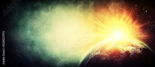 Planet impact, cosmic event, space explosion, fiery background, apocalypse concept