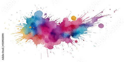 Vector colorful vibrant rainbow, smoke and cloud holi paint color powder explosion with bright colors isolated on transparent background. Multicolored explosion of rainbow powder paint holi festival	
