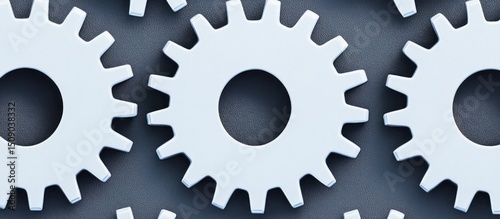 Interlocking gears, close-up, dark background, teamwork concept, website banner