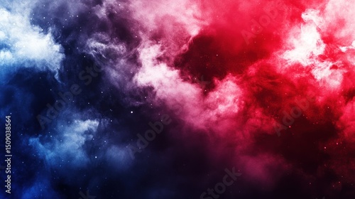 Red blue cosmic nebula, space background, abstract design