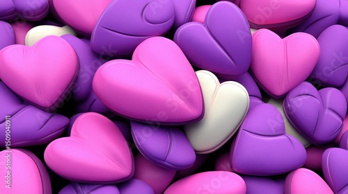 Pink and purple hearts background, Valentine's Day, love, romance, celebration