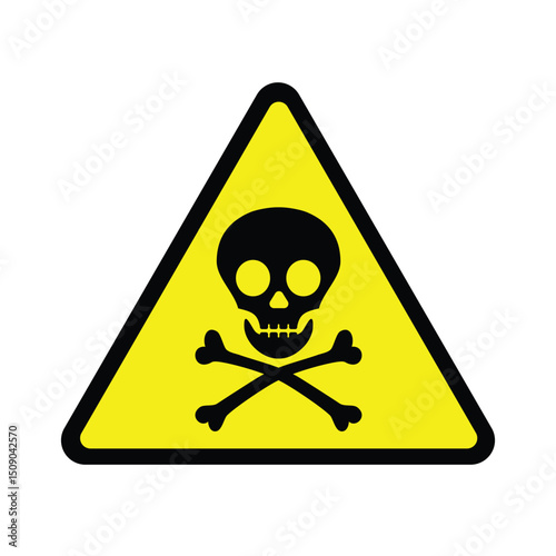 Skull And Crossbones Warning Sign. Danger toxic hazard public sign. Attention toxic hazard Symbols danger and safety signs.  skull and bones, safety warning, hazard alert.  