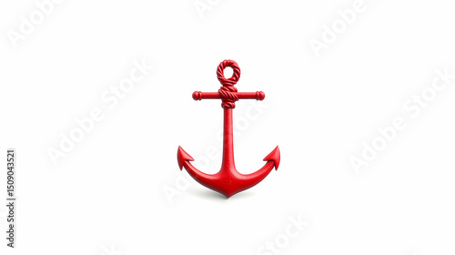Red Anchor on White Background