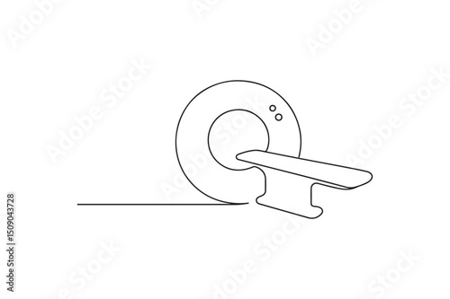 CT Scanner continuous one line drawing minimalism design