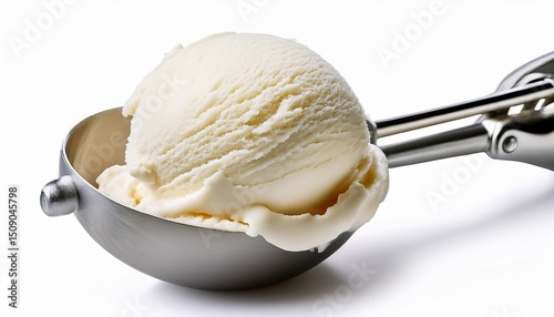 vanilla ice cream scoop isolated on white background creamy dessert frozen treat dairy product refreshing summer snack sweet indulgence frozen confection cold food vanilla flavor soft serve gelato