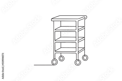 Medical Trolley continuous one line drawing minimalism design