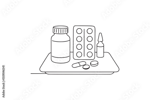 Medicine Tray continuous one line drawing minimalism design