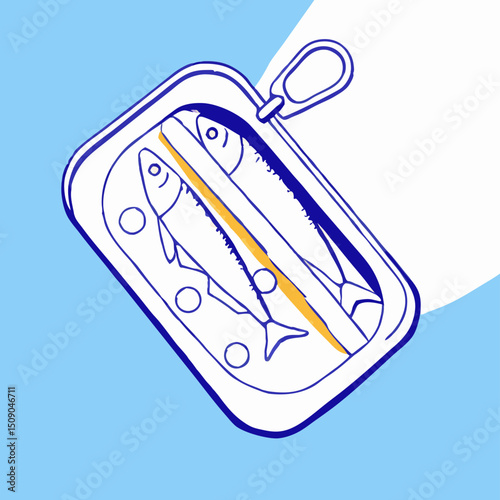 Cartoon Illustration of Canned Sardines