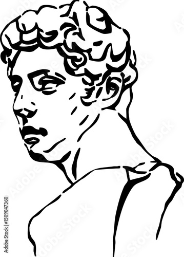 Art class, Face, Human, Julien, Plaster Bust, illustration, vector, hand drawn