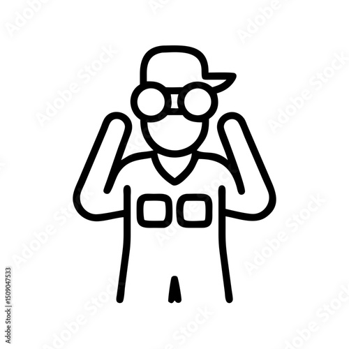 Vector image of lifeguard binoculars on white background, simple safety and surveillance concept for beach or pool monitoring