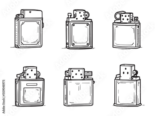 Cigarette Lighter Simple Line Drawing