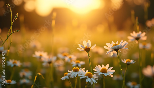 Daisy Field at Sunset: Golden Hour Bloom