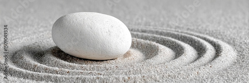 Panel kuchenny z motywem Serene white stone in grey sand zen garden