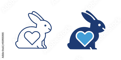 Cruelty-free symbol featuring a rabbit with a heart, representing animal-friendly and ethical products. Suitable for cosmetics, skincare, and vegan packaging.