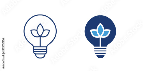 Lightbulb with a leaf inside symbolizing green energy, eco innovation, and sustainable ideas. Perfect for renewable energy, green tech, and startup branding.