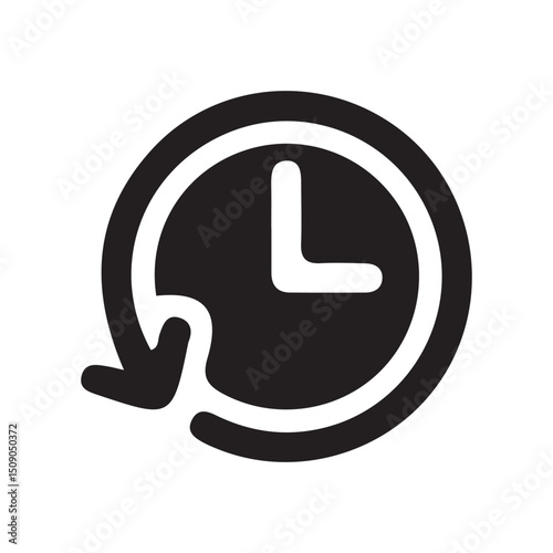 Black Clock with Backward Arrow – Restore or Past Concept