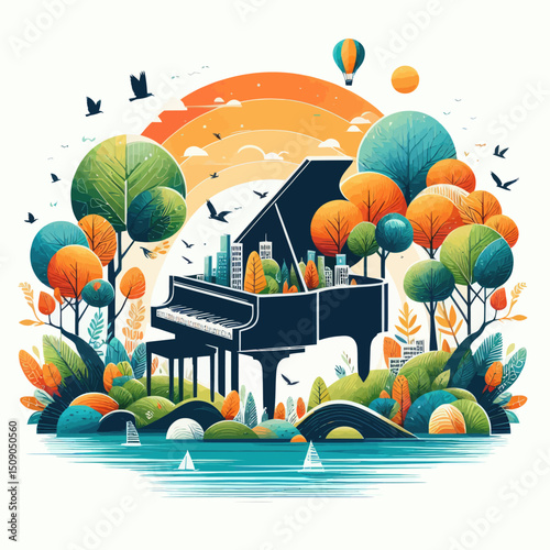 Piano in the middle of the forest
