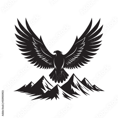Eagle In Flight Over Mountains