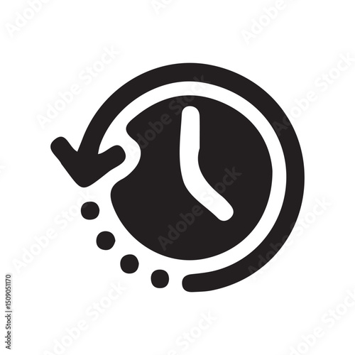 Black Clock with Backward Arrow – Restore or Past Concept