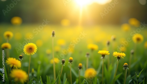Dandelion Meadow: Golden Sunlight and Spring Bloom