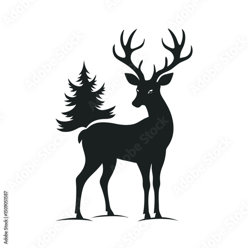 Deer Standing Alert Forest
