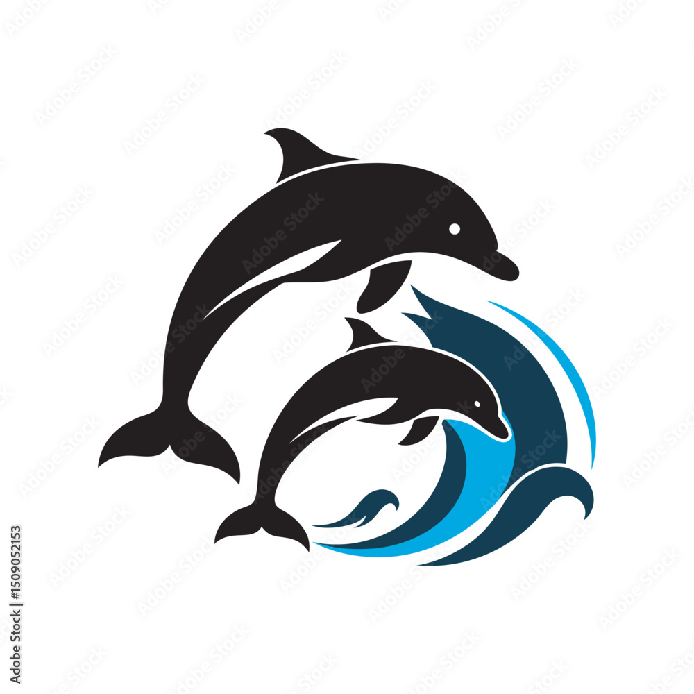 Fototapeta premium Ocean Trio Dolphins Jumping