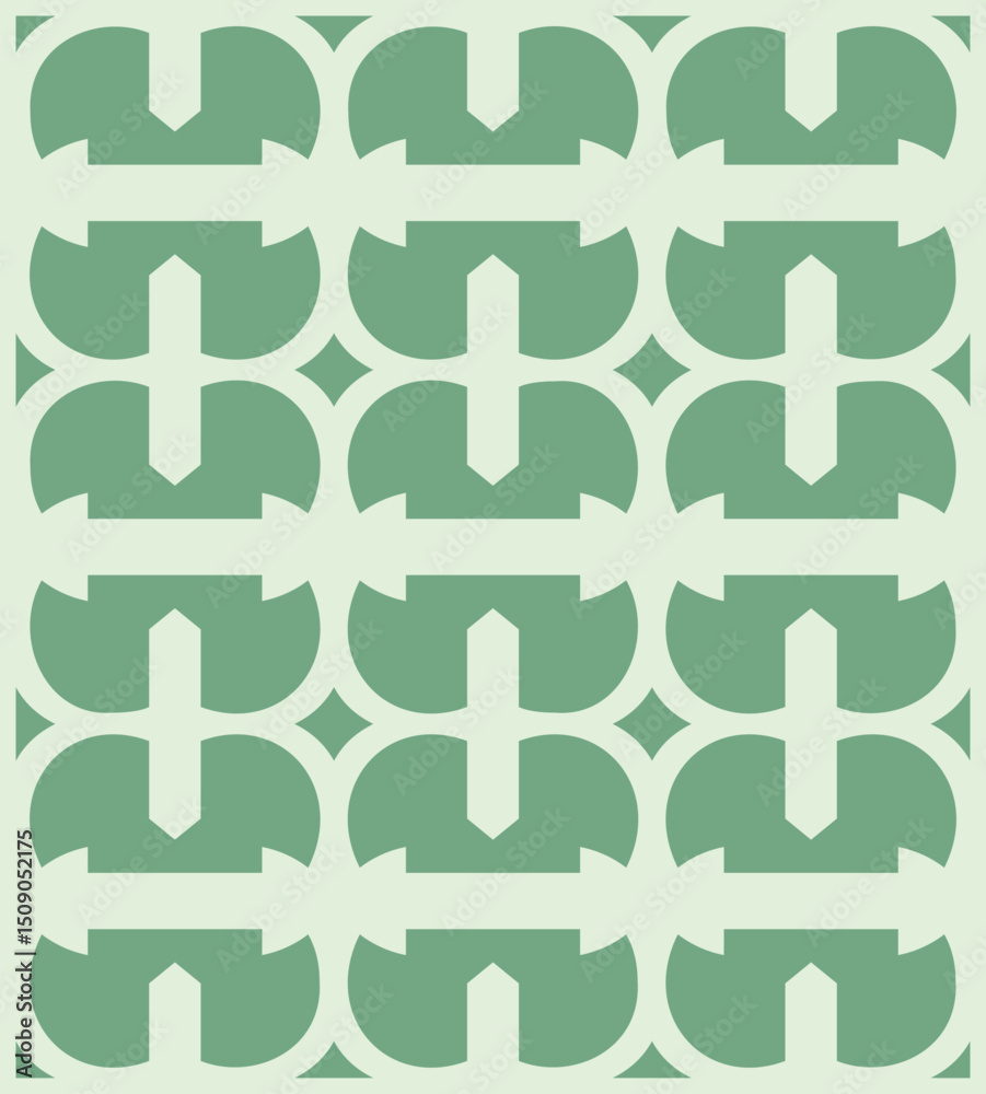 Obraz premium Seamless geometric pattern with abstract shapes in sage green tones