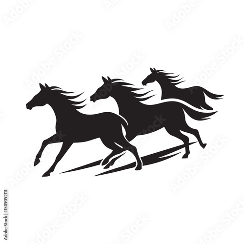 Running Horse Herd Silhouette
