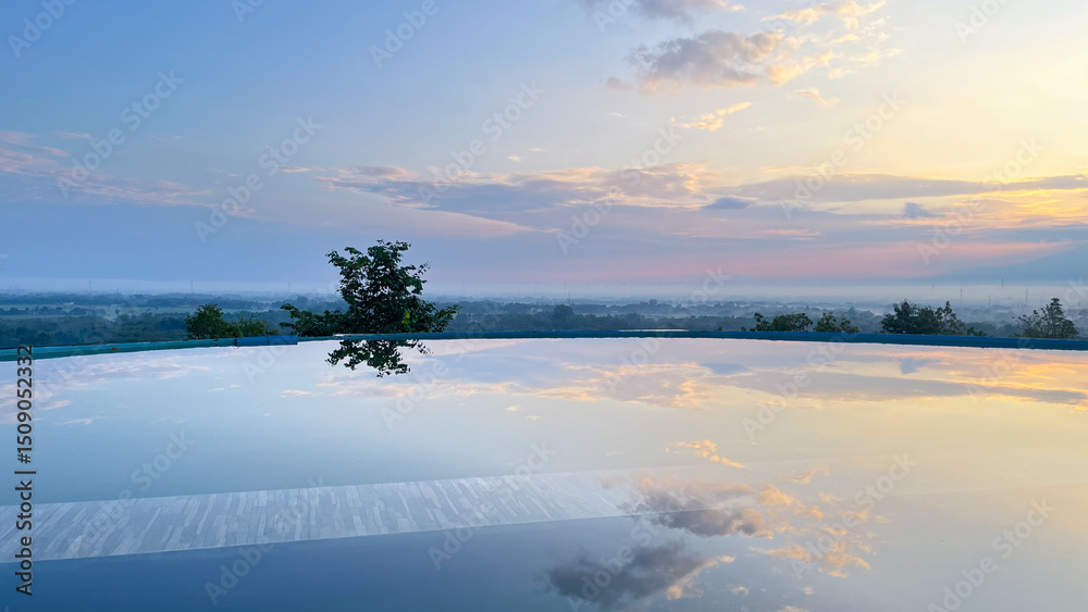 pool view with beautiful morning sky background pool view with beautiful morning sky background