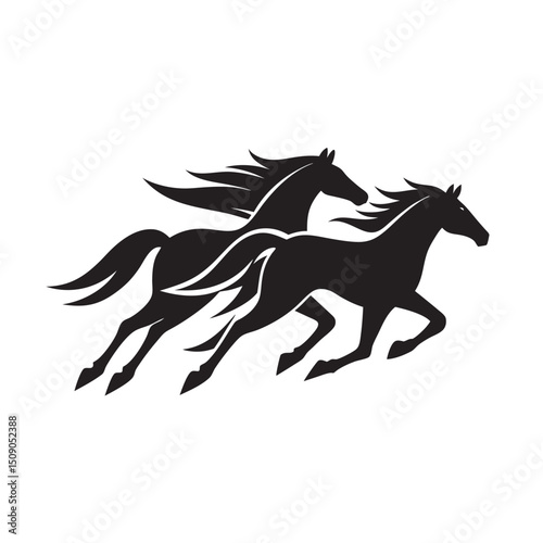 Running Horse Herd Silhouette