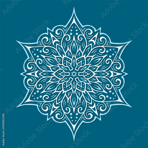 Snowflake. Decoration for New Year, Christmas and winter holidays. Vector illustration on blue background