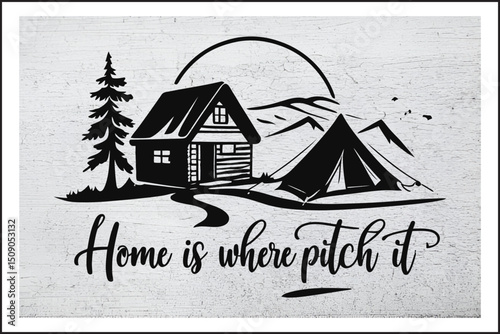 Home Is Where You Pitch It – Camping Vibes,
Rustic Retreat: Cabin & Tent Art,
Nature’s Home – Camp Life Design,
