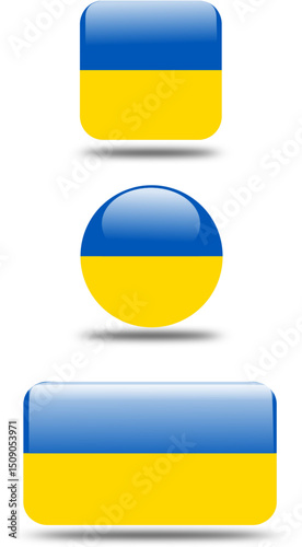 set 3d look Flag of ukraina.