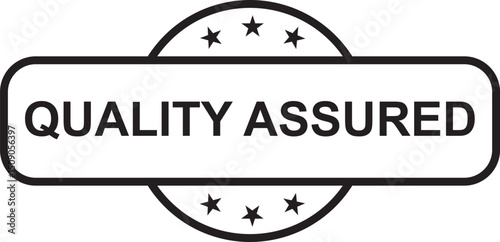 Horizontal Quality Assured Label Badge with Stars Vector