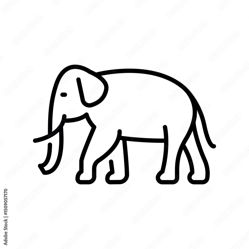 Fototapeta premium Elephant black line icon for digital and print projects.