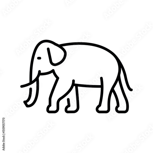 Elephant black line icon for digital and print projects.