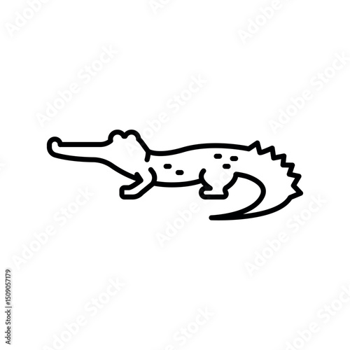 Gharial black line icon for digital and print projects.