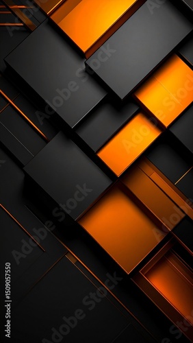 Abstract black and orange geometric pattern design background