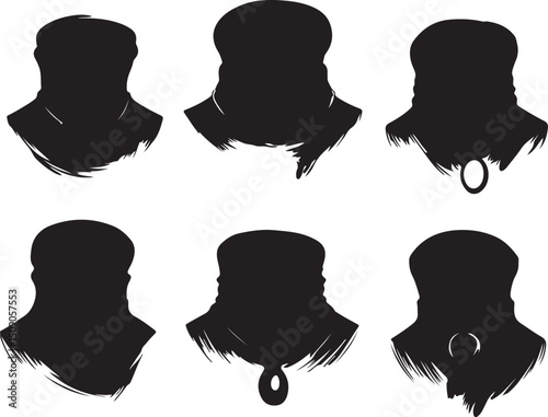 Silhouette Vector Art: Middle Eastern Headwear, Arab Keffiyeh, Traditional Headdress Graphics