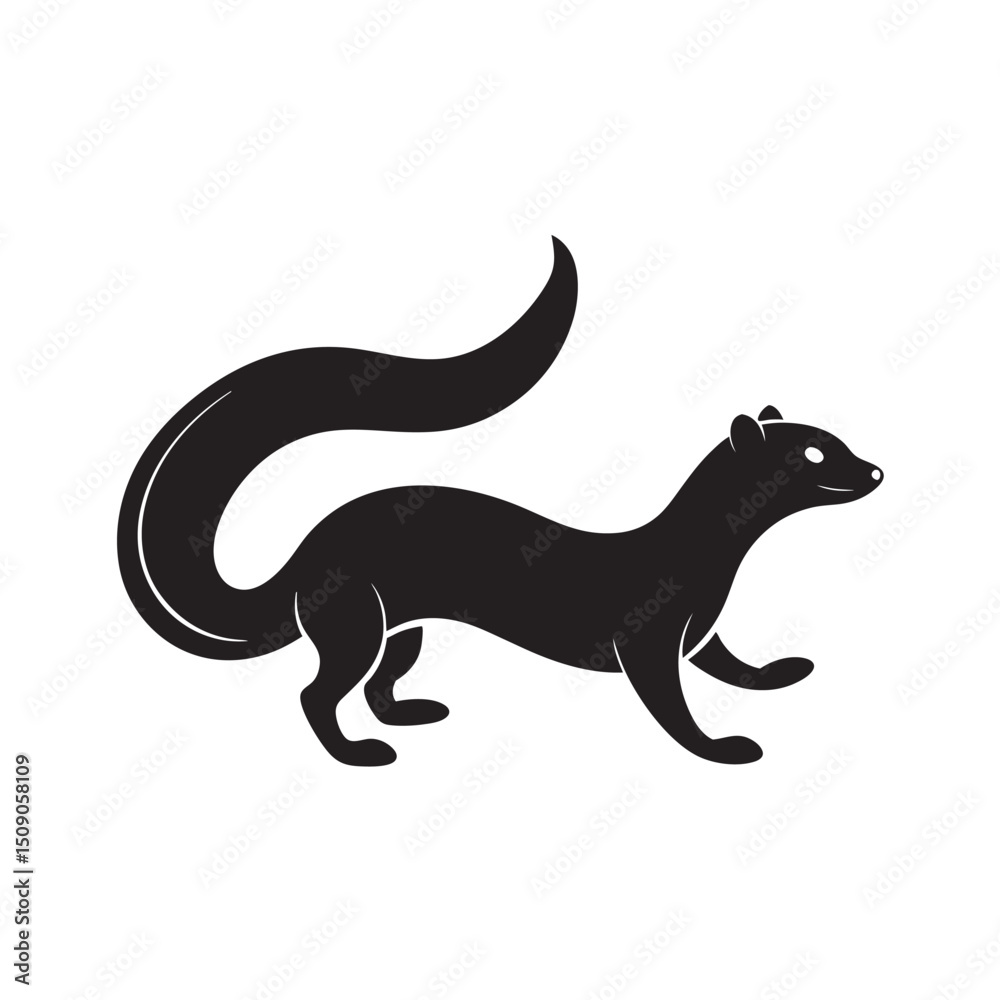 Fototapeta premium Weasel Running Low Silhouette