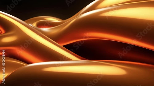 Abstract golden wave pattern with smooth curves and flowing shapes on a dark background